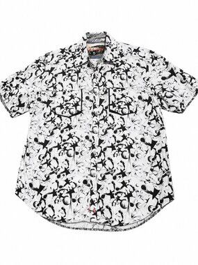 ROBERT GRAHAM Casual Button Down Shirt Size XL Black **White Abstract Contrast